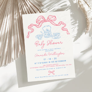 Invitation Baby shower à la main de Whimsical tiré de thé à l