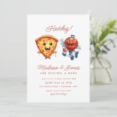 Invitation baby shower à la sauce pizza bbq (Debout devant)