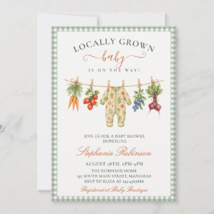 Invitation Baby Shower à la Sauge Verte Gingham de Fabricatio