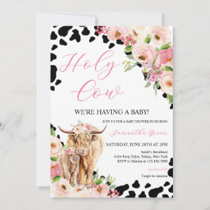 Invitation Baby shower à la vache Girl Highland