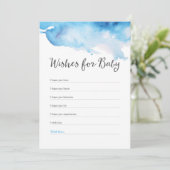 Invitation Baby shower à l'aquarelle bleu Voeux pour bébé (Debout devant)