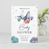 Invitation Baby Shower à l'aquarelle sous l'océan (Debout devant)
