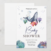Invitation Baby Shower à l'aquarelle sous l'océan (Devant / Derrière)