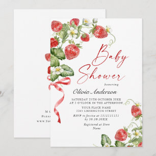 Invitation Baby shower à l'aquarelle tendance Meadow Strawber