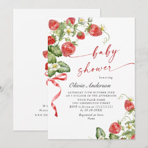 Invitation Baby shower à l'aquarelle tendance Meadow Strawber
