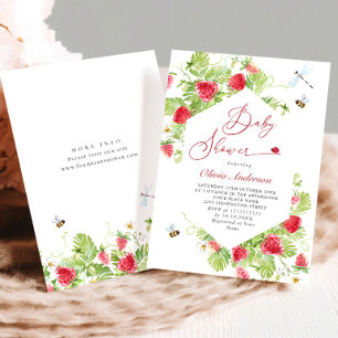 Invitation Baby shower à l'aquarelle tendance Meadow Strawber