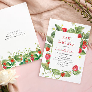 Invitation Baby shower à l'aquarelle tendance Meadow Strawber
