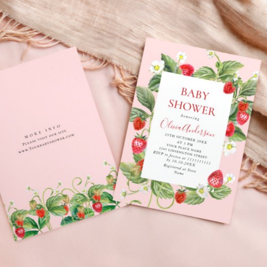 Invitation Baby shower à l'aquarelle tendance Meadow Strawber