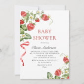 Invitation Baby shower à l'aquarelle tendance Meadow Strawber (Devant)
