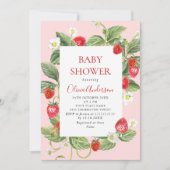 Invitation Baby shower à l'aquarelle tendance Meadow Strawber (Devant)