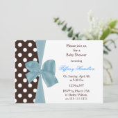 Invitation baby shower à l'arc bleu chocolat tendance Invitat (Debout devant)