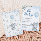 Invitation Baby Shower à l'Éléphant Bleu