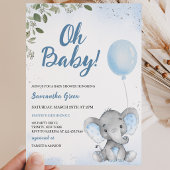Invitation Baby Shower à l'Éléphant Bleu