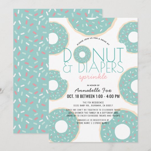 Invitation Baby shower à l'entrée du moulinet et des plongeur (Devant / Derrière)