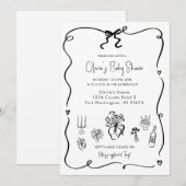 Invitation Baby shower à mâchoire noire dessiné à la main (Devant / Derrière)