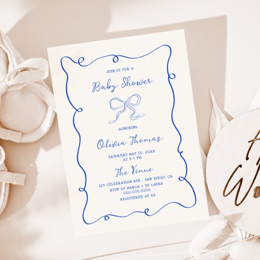 Invitation Baby shower à mâchoires bleues