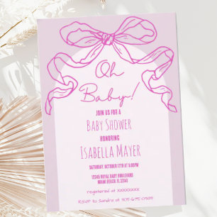 Invitation Baby shower à mâchoires cabossées de couleur rose