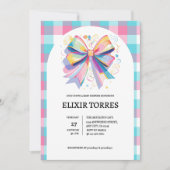 Invitation Baby shower à mâchoires colorées (Devant)