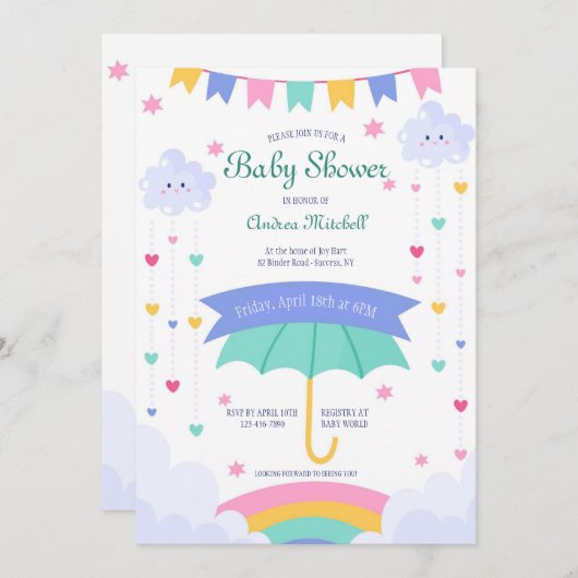 Invitation Baby shower à main (Devant / Derrière)