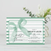 Invitation Baby shower à mât de menthe d'aquarelle (Debout devant)