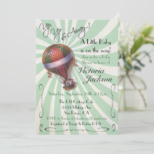 Invitation Baby shower à montgolfière (Debout devant)