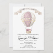 Invitation baby shower à montgolfière rose (Devant)