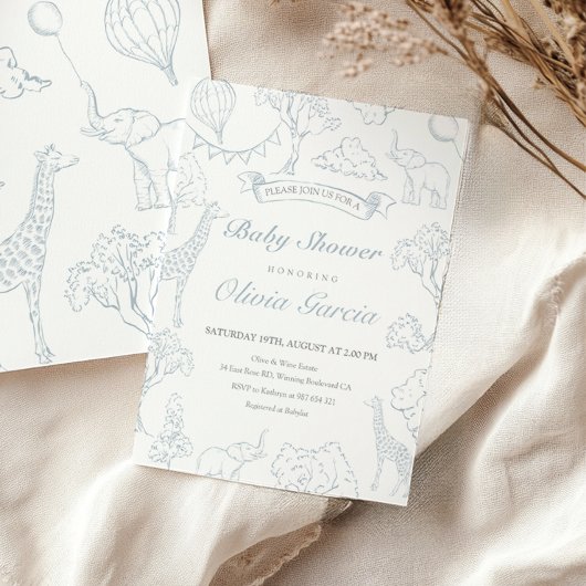 Invitation Baby shower à montgolfière toile