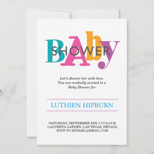Invitation baby shower à motifs et couleurs (Devant)