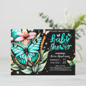 Invitation Baby shower à papillon (Debout devant)