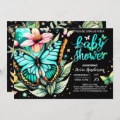 Invitation Baby shower à papillon (Devant / Derrière)