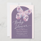 Invitation Baby shower à papillon à arc violet Dusty Invitati (Devant)