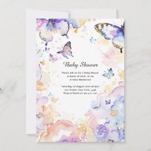 Invitation Baby shower à papillon aquarelle