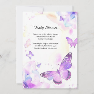 Invitation Baby shower à papillon aquarelle