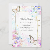 Invitation Baby shower à papillon aquarelle (Devant)