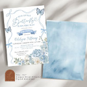 Invitation Baby shower à papillon bleu Dusty