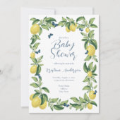 Invitation Baby shower à papillon Citrus bleu et citron (Devant)