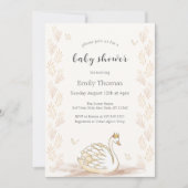 Invitation Baby shower à papillon de cygne Gold Elegance (Devant)