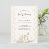 Invitation Baby shower à papillon de cygne Gold Elegance (Debout devant)