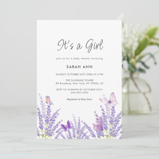 Invitation Baby shower à papillon doux Whimsical (Debout devant)