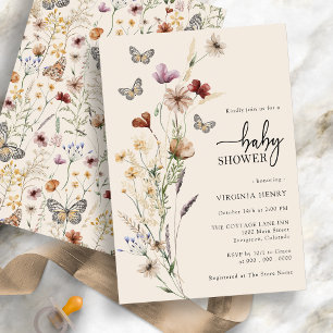 Invitation Baby shower à papillon floral Boho