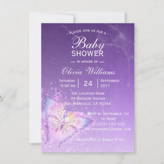 Invitation Baby shower à papillon mou Modèles (Devant)