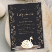Invitation Baby shower à papillon noir Princess Swan Gold