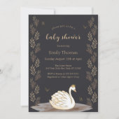 Invitation Baby shower à papillon noir Princess Swan Gold (Devant)
