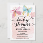 Invitation Baby shower à papillon rose (Devant)