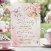 Invitation Baby shower à papillon rose boho