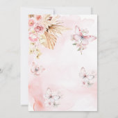 Invitation Baby shower à papillon rose boho (Dos)