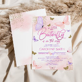 Invitation Baby shower à papillon rose et violet