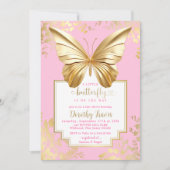 Invitation Baby shower à papillon rose pâle (Devant)