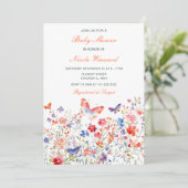 Invitation Baby shower à papillons floraux d'été (Debout devant)