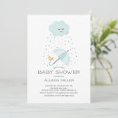 Invitation Baby shower à parapluie doux aux oiseaux Invitatio (Debout devant)